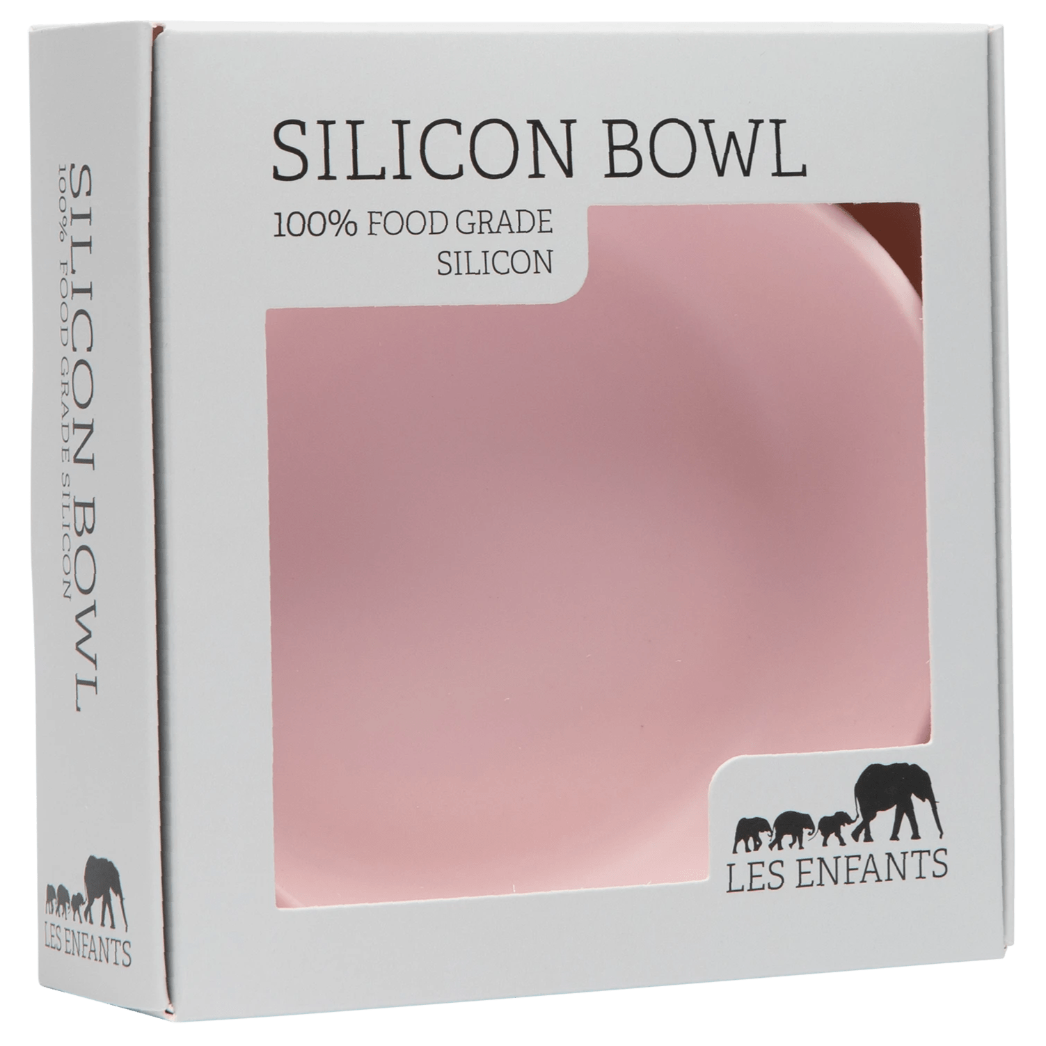 les enfants silicon bowl that sticks to surface eating collection pink in presentation gift box
