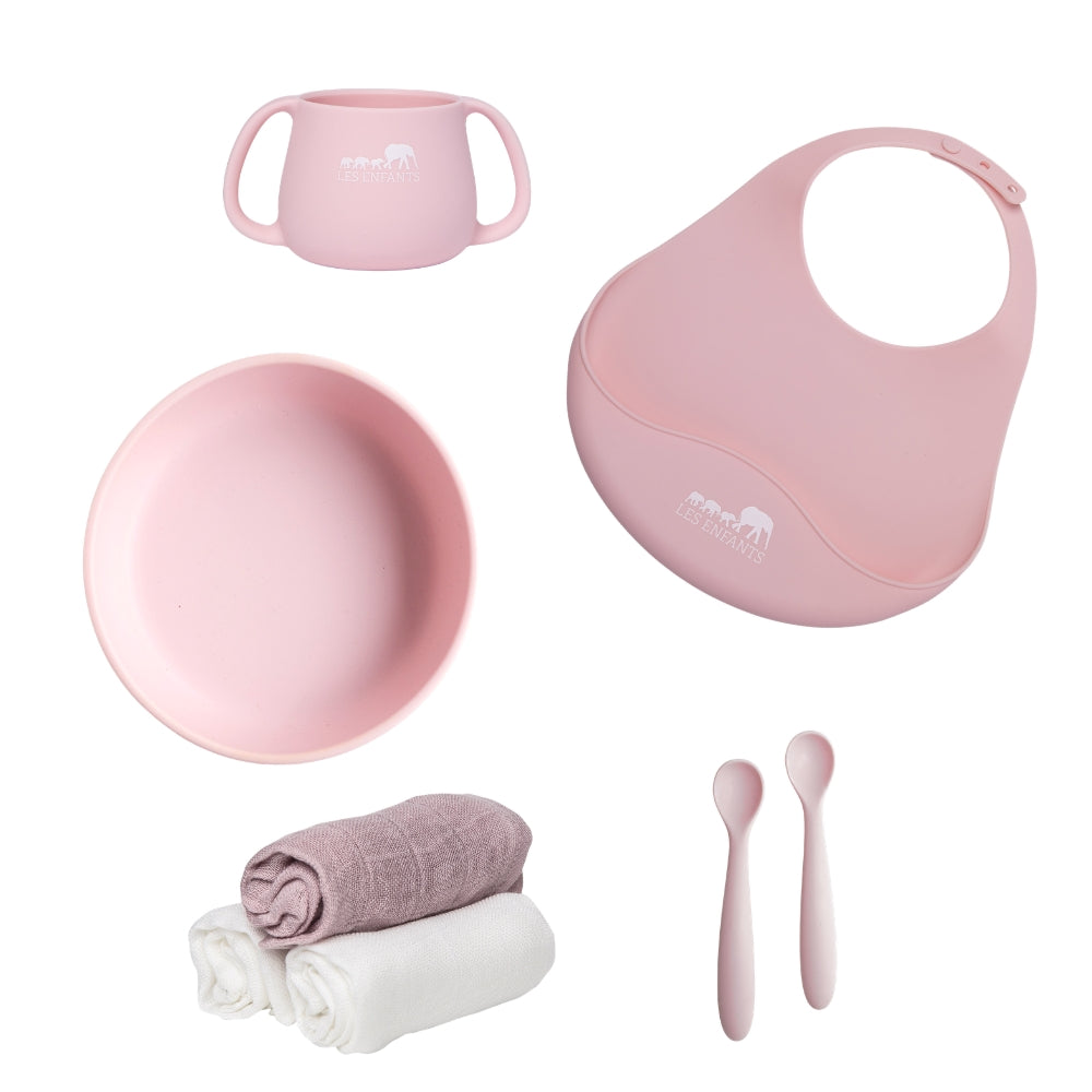 Eating Gold Bundle (Plate Bowl + Spoon Set + Bib + Cup + Muslin Squares Set) - Blue