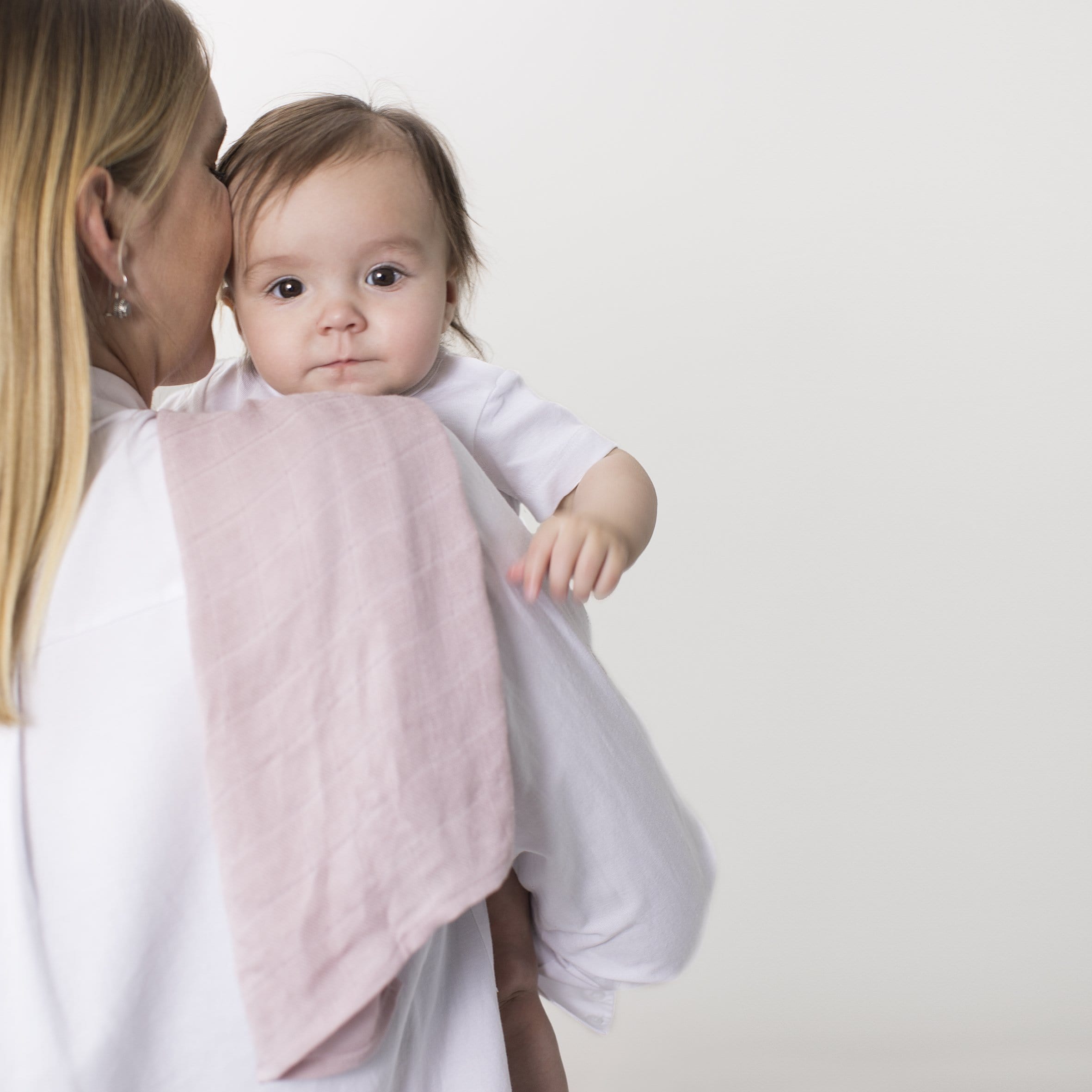 Muslin snuttefiltar rosa & vit